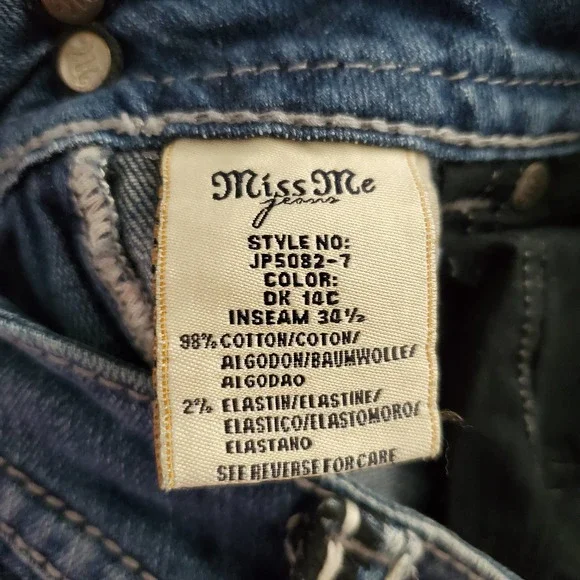 MISS ME • Y2K Crystal Wings Bootcut Jeans Sz 27 - Picture 7 of 9